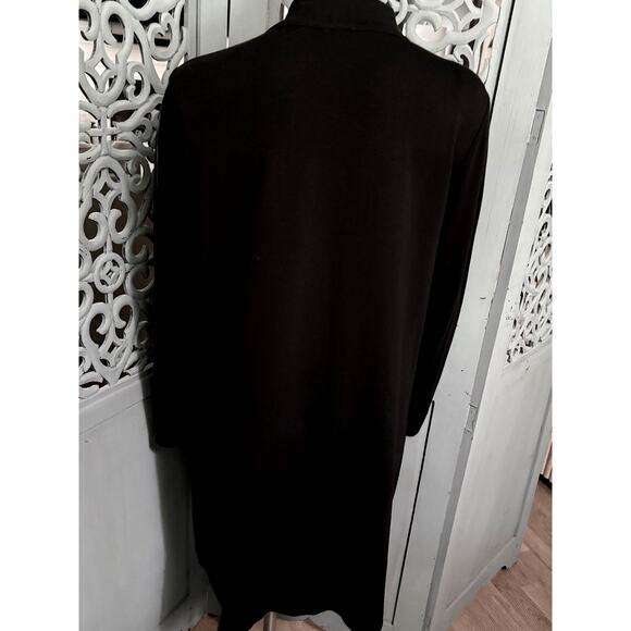 Pure Jill Long Black Cardigan/Dress Coat/Tunic Jacket-Off Center Snap Front-Sz M - Picture 6 of 8